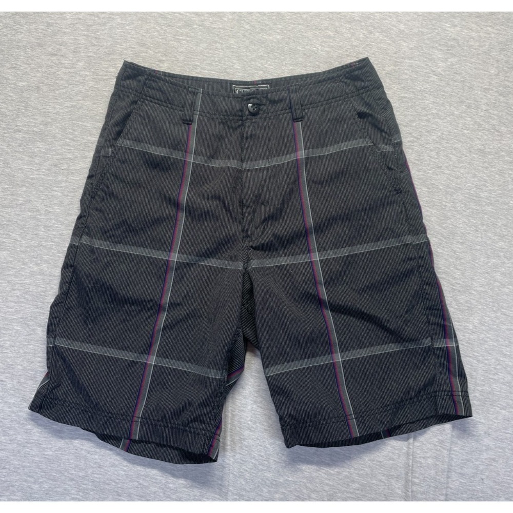 Champs Casual Shorts Mens 32 Black Plaid Stretch Slash Pocket 10" Inseam Outdoor